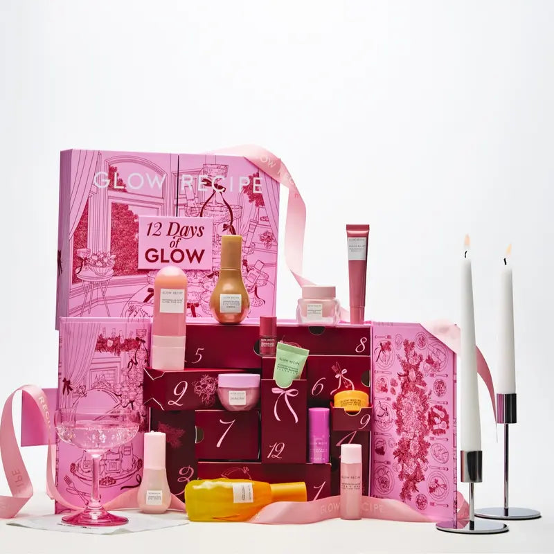 Glow Recipe 12 Days of Glow Advent Calendar, Limited Edition Holiday Advent Skincare Bundle, 12-Piece Kit