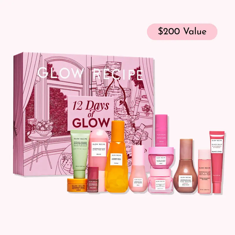Glow Recipe 12 Days of Glow Advent Calendar, Limited Edition Holiday Advent Skincare Bundle, 12-Piece Kit